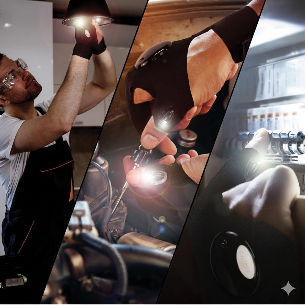 LED Işıklı Su Geçirmez Tamirci ve Balıkçı Eldiveni - Gece Balıkçılık, Kamp, Bisiklet ve Tamirat İçin El Fenerli Eldiven